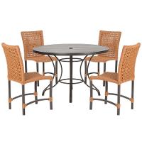 4 Cadeiras Corda Náutica E Mesa Tampo 1,00m Ripado Alumínio Terra Cota - 1