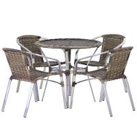 4 Cadeiras E Mesa Com Tampo Varanda Piscina Jardim Cappuccino - 1