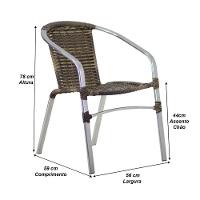 4 Cadeiras E Mesa Com Tampo Varanda Piscina Jardim Cappuccino - 6