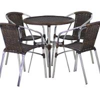 4 Cadeiras E Mesa Com Tampo Alumínio área Varanda Argila - 1