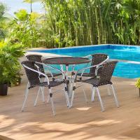 4 Cadeiras E Mesa Com Tampo Alumínio área Varanda Argila - 6