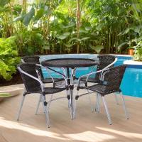 4 Cadeiras E Mesa Com Tampo Alumínio área Varanda Pedra Ferro - 7