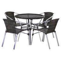 4 Cadeiras E Mesa Com Tampo Varanda Piscina Jardim Pedra Ferro - 1