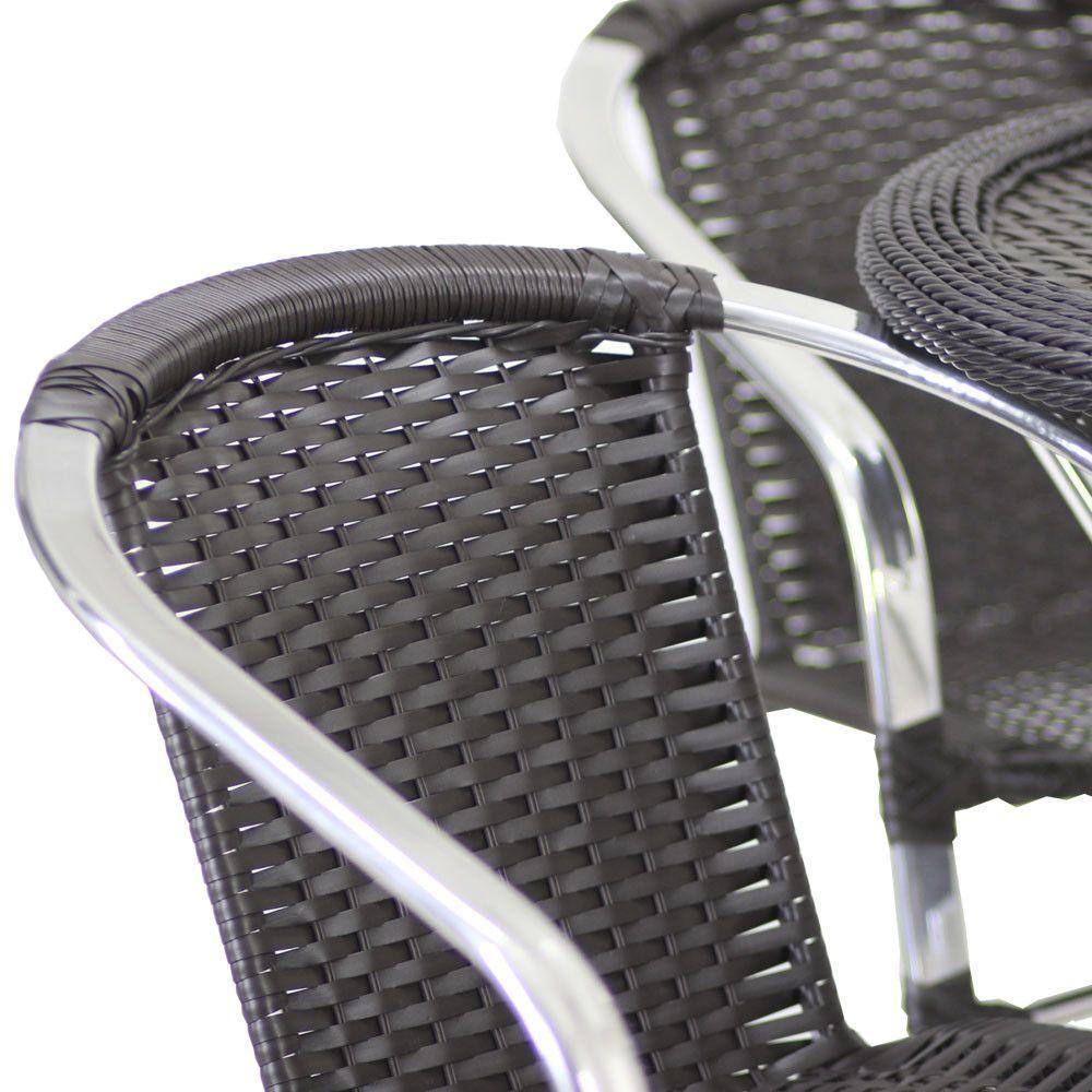 4 Cadeiras E Mesa Com Tampo Alumínio área Varanda Preto - 2