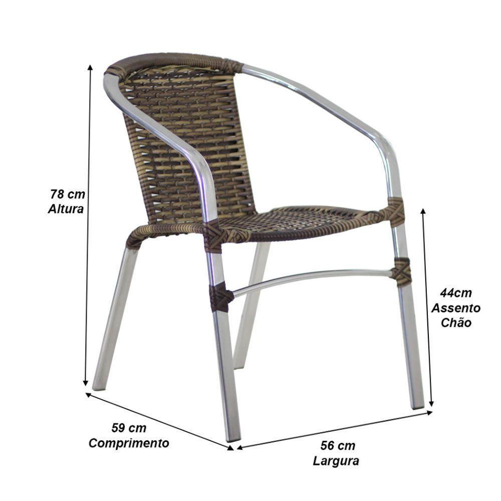 4 Cadeiras E Mesa Com Tampo Alumínio área Varanda Cappuccino - 5