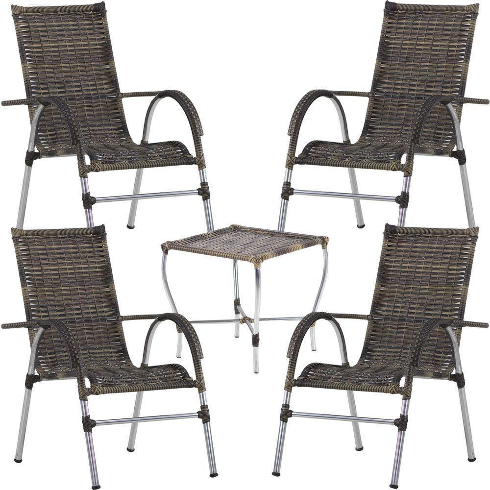 Jogo 4 Cadeiras E Mesa Vênus Area Externa - Trama Cappuccino - 1