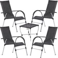 Jogo 4 Cadeiras E Mesa Vênus Area Externa - Trama Preto - 1