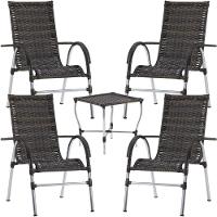 Jogo 4 Cadeiras E Mesa Vênus Area Externa - Trama Pedra Ferro - 1