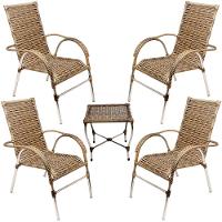 Jogo 4 Cadeiras E Mesa Vênus Area Externa - Trama Cappuccino - 1