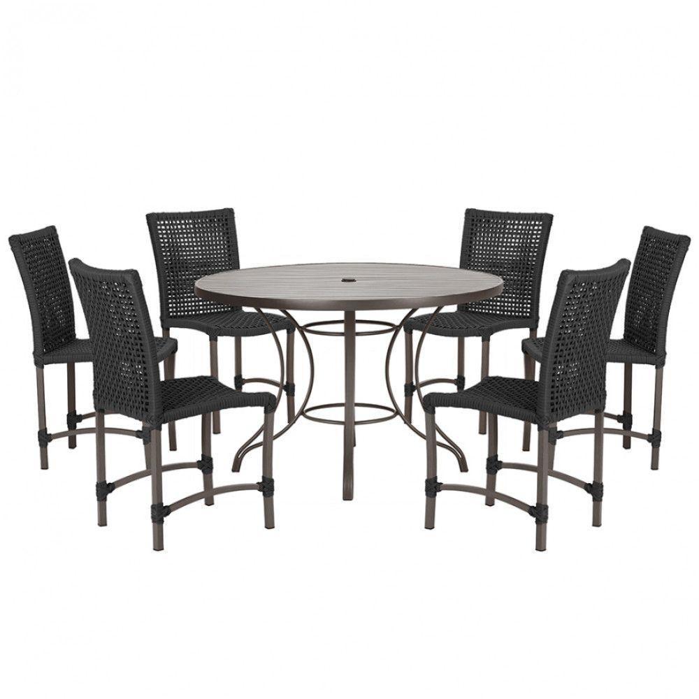 Mesa Ascoli 120 Cm Com 6 Cadeiras Cannes De Alumínio Trama Preto - 1