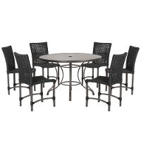 Mesa Ascoli 120 Cm Com 6 Cadeiras Cannes De Alumínio Trama Preto - 1