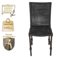 Mesa Ascoli 120 Cm Com 6 Cadeiras Cannes De Alumínio Trama Preto