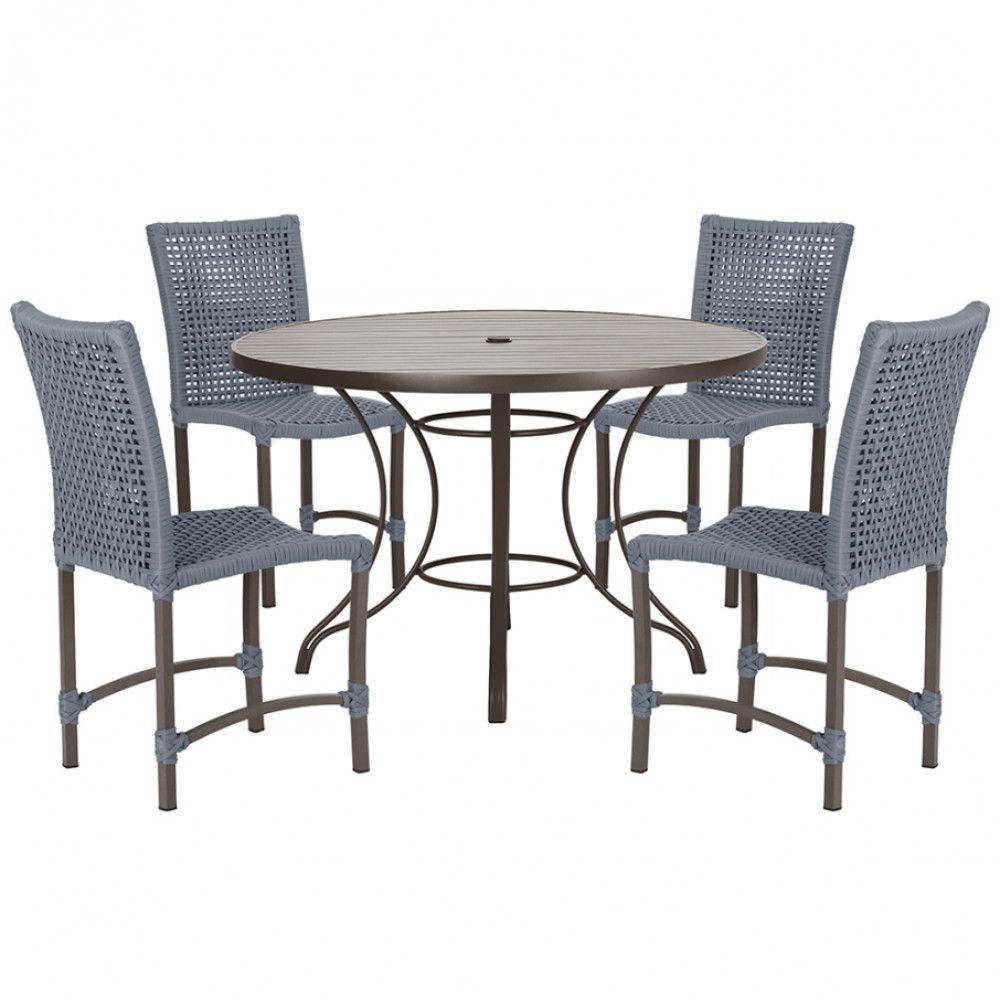 Mesa Ascoli 4 Cadeiras Cannes De Alumínio Trama Prata - 1