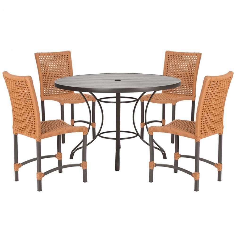 Mesa Ascoli 4 Cadeiras Cannes De Alumínio Trama Terra Cota - 1