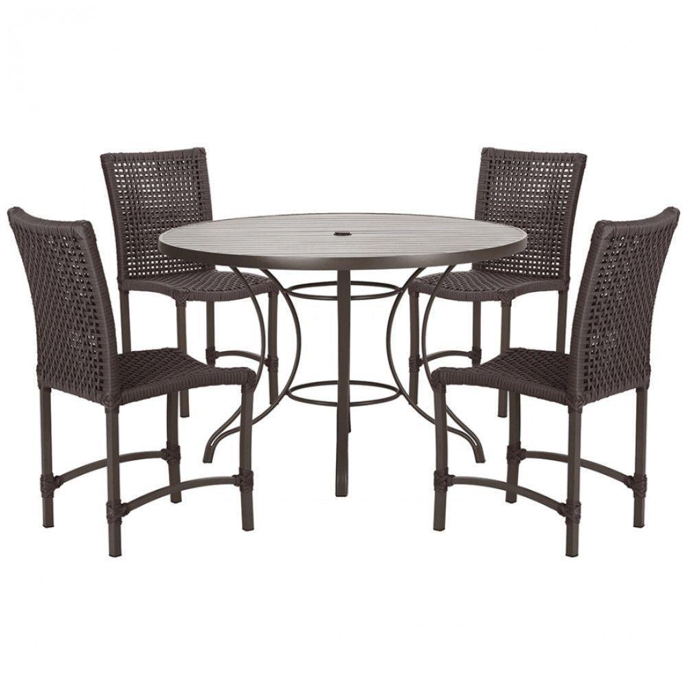 Mesa Ascoli 4 Cadeiras Cannes De Alumínio Trama Marrom - 1