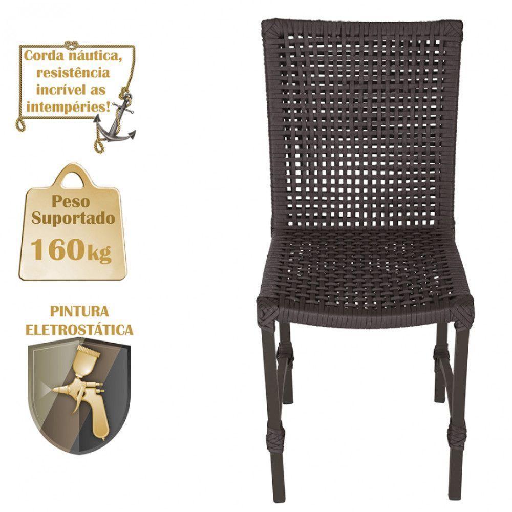 Mesa Ascoli 4 Cadeiras Cannes De Alumínio Trama Marrom - 4