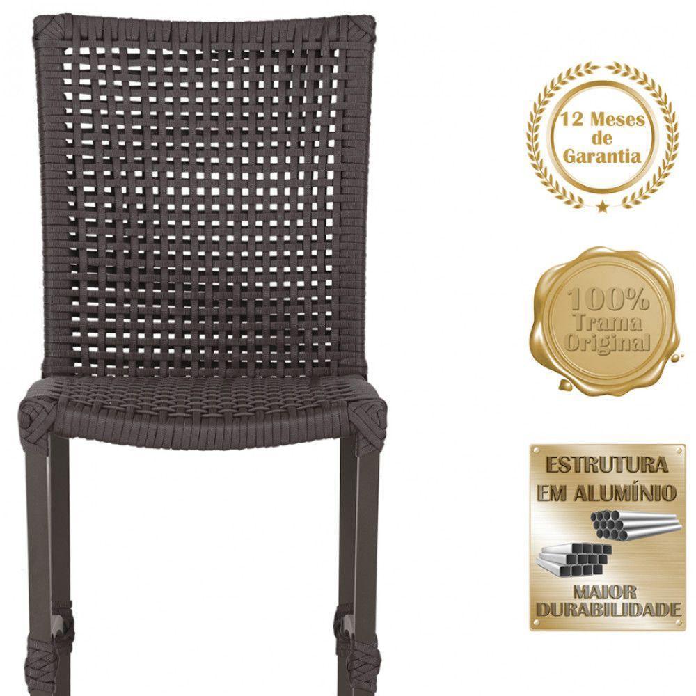 Mesa Ascoli 4 Cadeiras Cannes De Alumínio Trama Marrom - 5