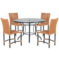 Mesa Ascoli Com 4 Cadeiras Cannes De Alumínio Trama Terra Cota - 1