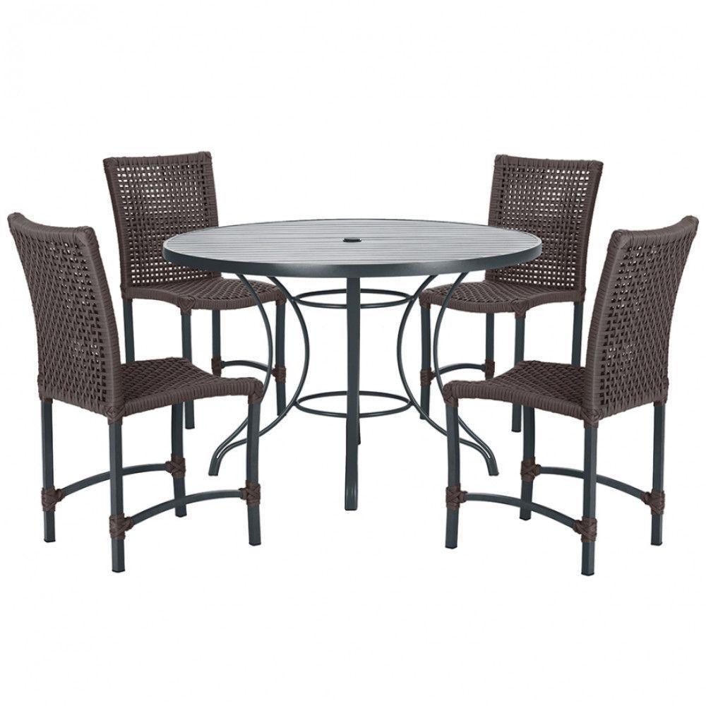 Mesa Ascoli Com 4 Cadeiras Cannes De Alumínio Trama Marrom - 1