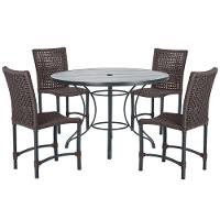 Mesa Ascoli Com 4 Cadeiras Cannes De Alumínio Trama Marrom - 1