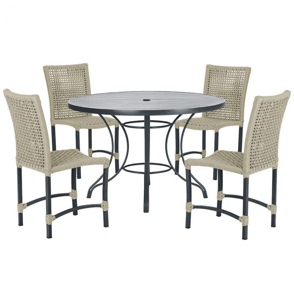 Mesa Ascoli Com 4 Cadeiras Cannes De Alumínio Trama Rami - 1