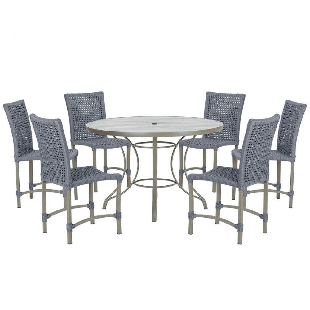 Mesa Ascoli 120 Cm Com 6 Cadeiras Cannes De Alumínio Trama Prata - 1