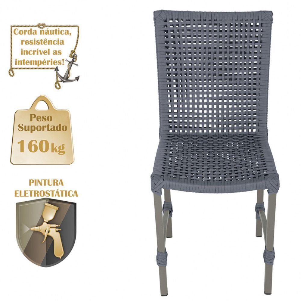 Mesa Ascoli 120 Cm Com 6 Cadeiras Cannes De Alumínio Trama Prata - 4