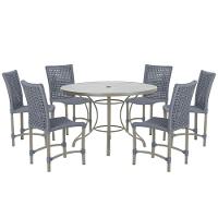 Mesa Ascoli 120 Cm Com 6 Cadeiras Cannes De Alumínio Trama Prata - 1