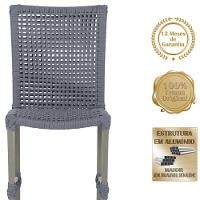 Mesa Ascoli 120 Cm Com 6 Cadeiras Cannes De Alumínio Trama Prata - 5