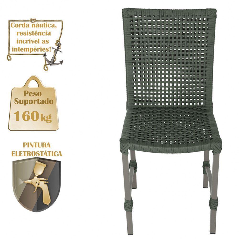 Mesa Ascoli 120 Cm Com 6 Cadeiras Cannes De Alumínio Trama Verde - 3