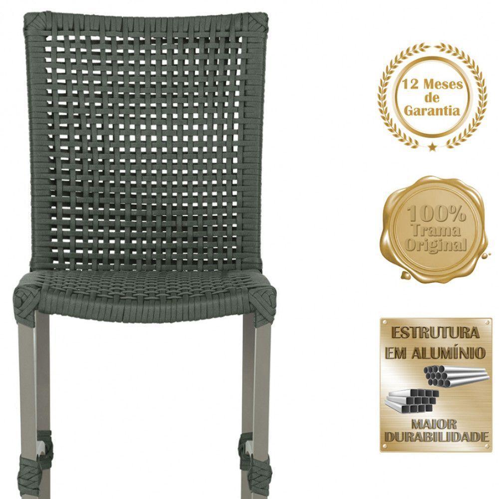 Mesa Ascoli 120 Cm Com 6 Cadeiras Cannes De Alumínio Trama Verde - 4