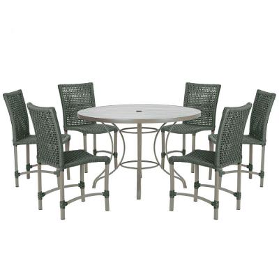 Mesa Ascoli 120 Cm Com 6 Cadeiras Cannes De Alumínio Trama Verde