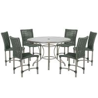 Mesa Ascoli 120 Cm Com 6 Cadeiras Cannes De Alumínio Trama Verde - 1