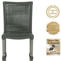 Mesa Ascoli 120 Cm Com 6 Cadeiras Cannes De Alumínio Trama Verde