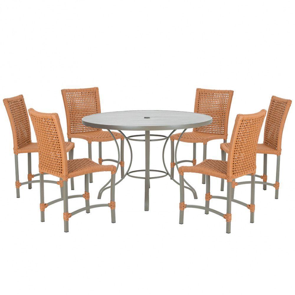 Mesa Ascoli 120 Cm Com 6 Cadeiras Cannes De Alumínio Trama Terra Cota - 1