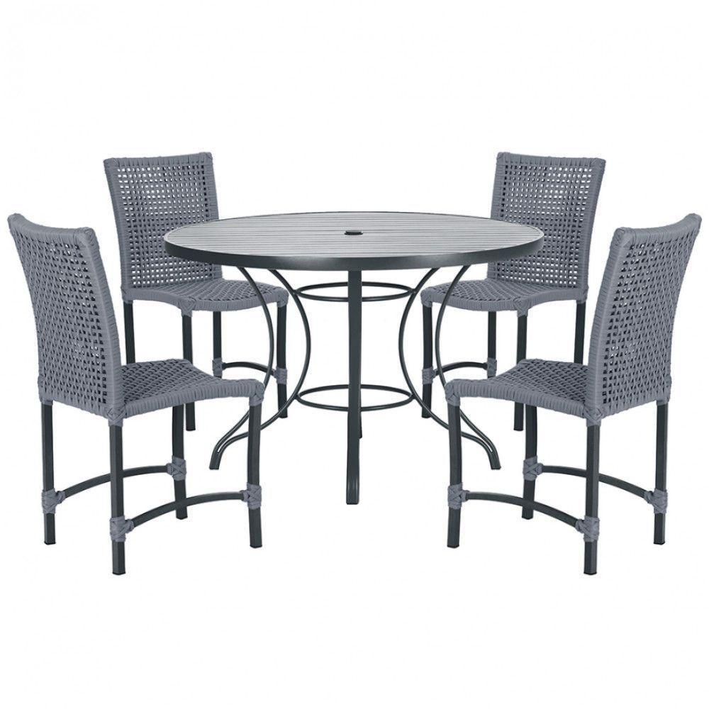 Mesa Ascoli Com 4 Cadeiras Cannes De Alumínio Trama Prata - 1