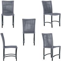 Mesa Ascoli Com 4 Cadeiras Cannes De Alumínio Trama Prata - 3