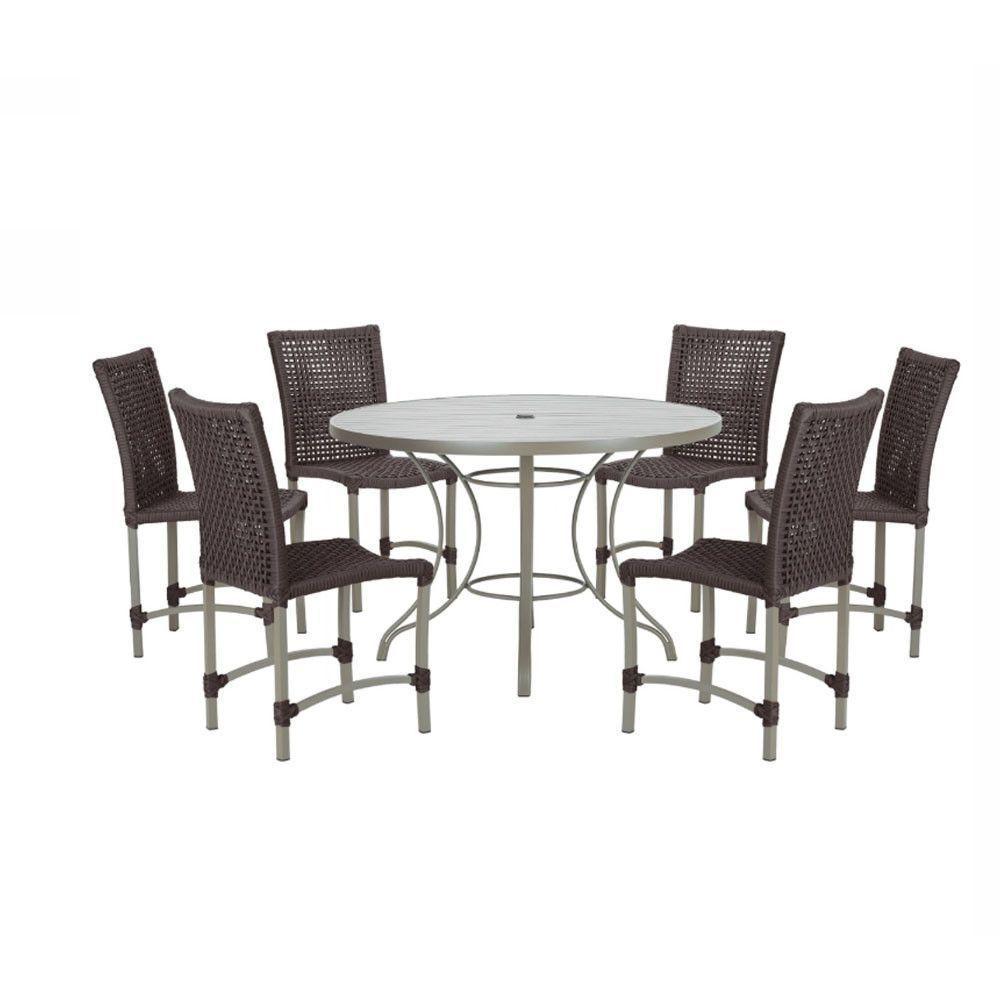 Mesa Ascoli 120 Cm Com 6 Cadeiras Cannes De Alumínio Trama Marrom - 1