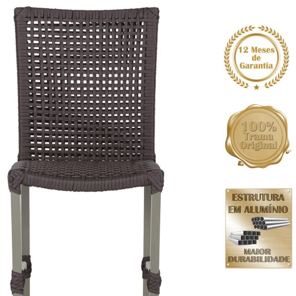 Mesa Ascoli 120 Cm Com 6 Cadeiras Cannes De Alumínio Trama Marrom - 5