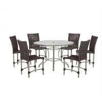 Mesa Ascoli 120 Cm Com 6 Cadeiras Cannes De Alumínio Trama Marrom - 1