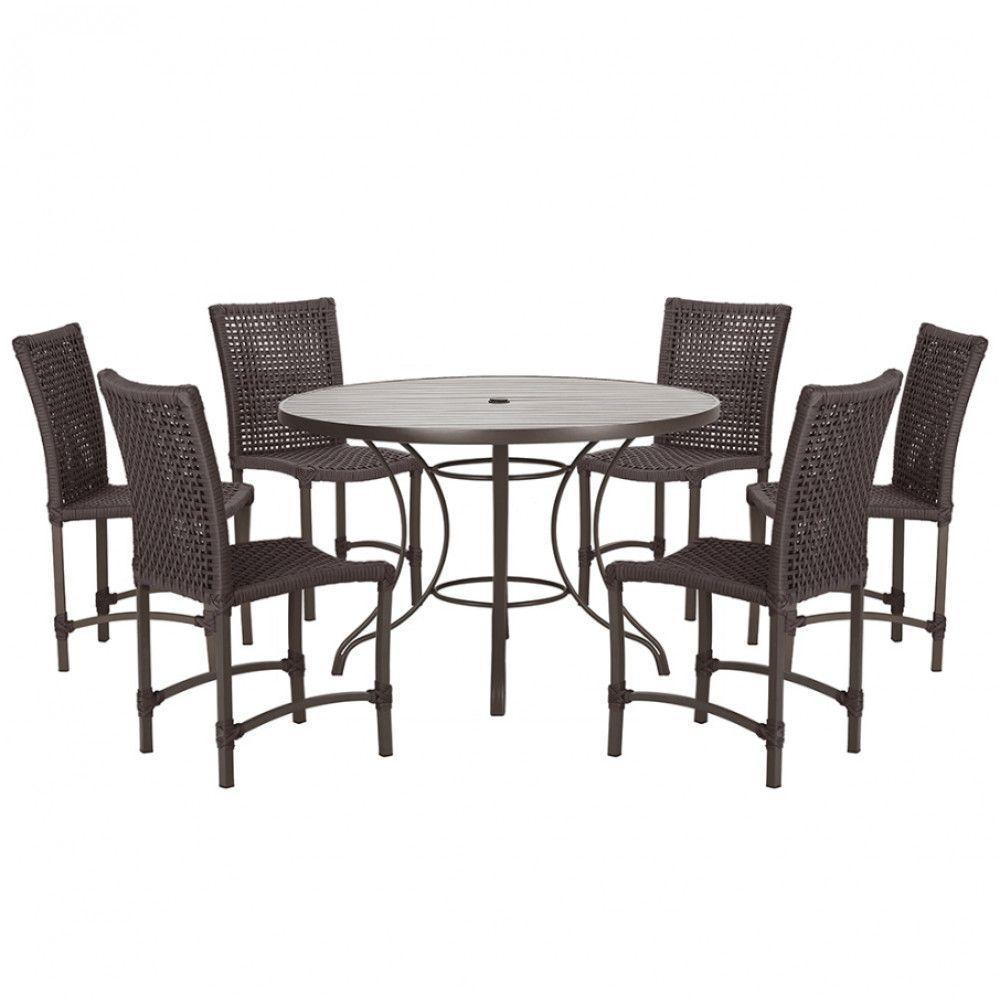 Mesa Ascoli 120 Cm Com 6 Cadeiras Cannes De Alumínio Trama Marrom - 1