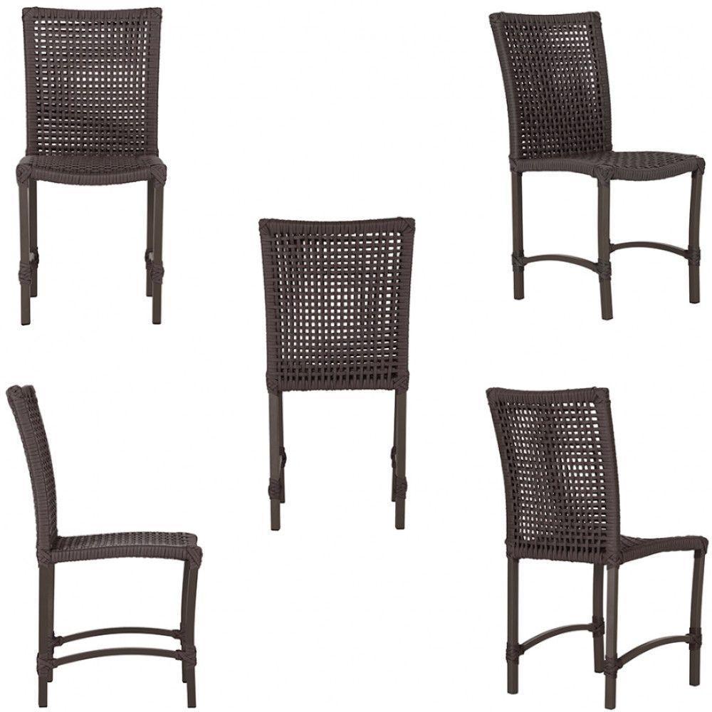 Mesa Ascoli 120 Cm Com 6 Cadeiras Cannes De Alumínio Trama Marrom - 3