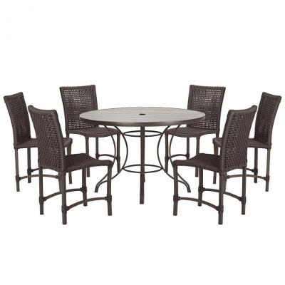 Mesa Ascoli 120 Cm Com 6 Cadeiras Cannes De Alumínio Trama Marrom