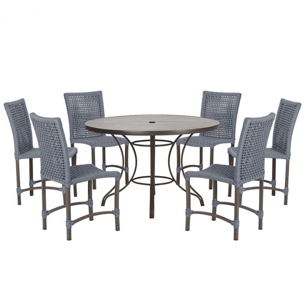 Mesa Ascoli 120 Cm Com 6 Cadeiras Cannes De Alumínio Trama Prata - 1