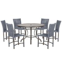 Mesa Ascoli 120 Cm Com 6 Cadeiras Cannes De Alumínio Trama Prata - 1