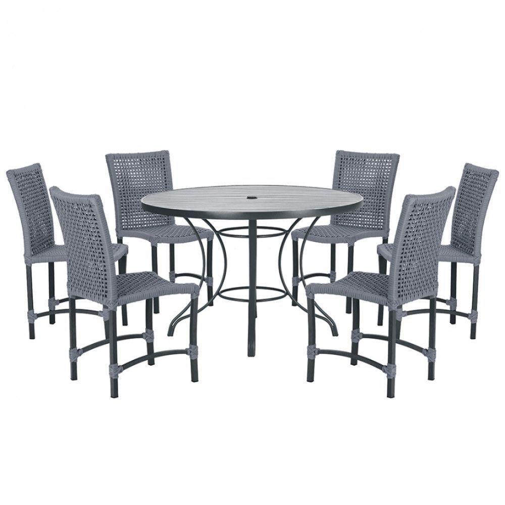 Mesa Ascoli 120 Cm Com 6 Cadeiras Cannes De Alumínio Trama Prata - 1