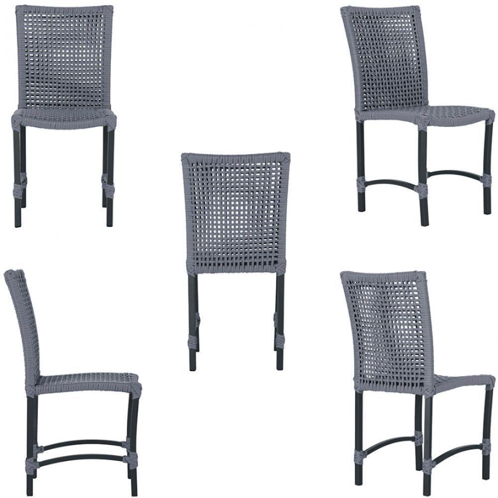 Mesa Ascoli 120 Cm Com 6 Cadeiras Cannes De Alumínio Trama Prata - 3