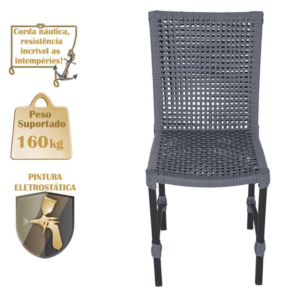 Mesa Ascoli 120 Cm Com 6 Cadeiras Cannes De Alumínio Trama Prata - 4