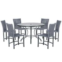 Mesa Ascoli 120 Cm Com 6 Cadeiras Cannes De Alumínio Trama Prata - 1