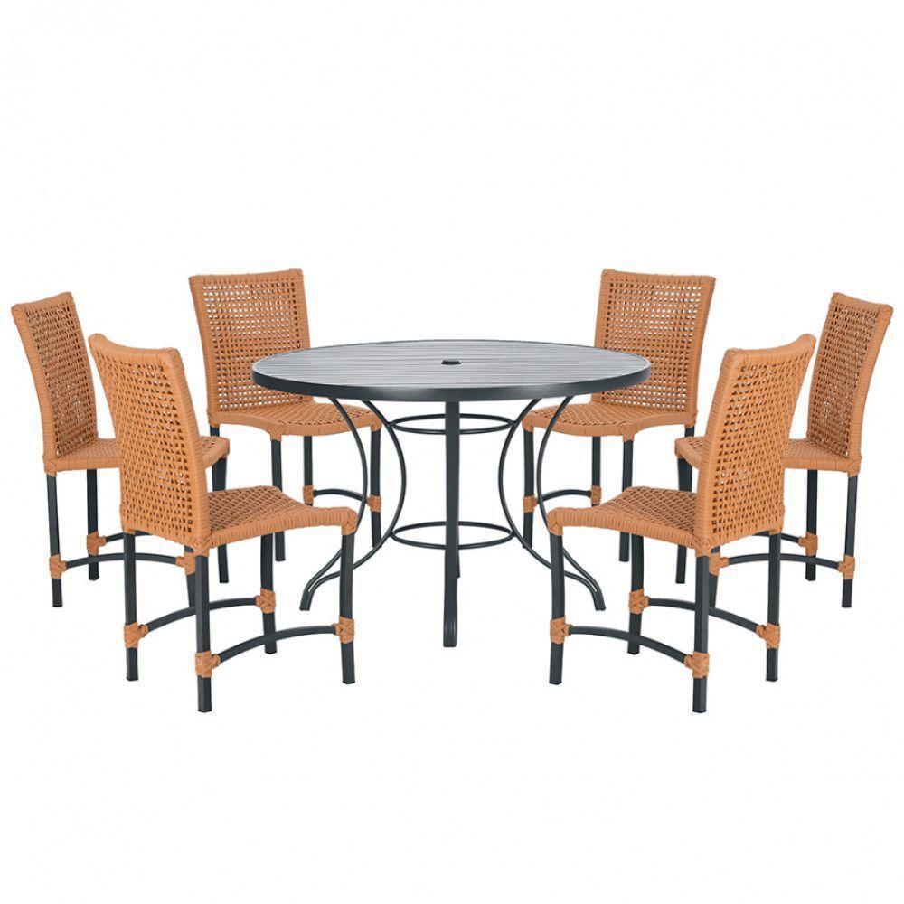 Mesa Ascoli 120 Cm Com 6 Cadeiras Cannes De Alumínio Trama Terra Cota - 1